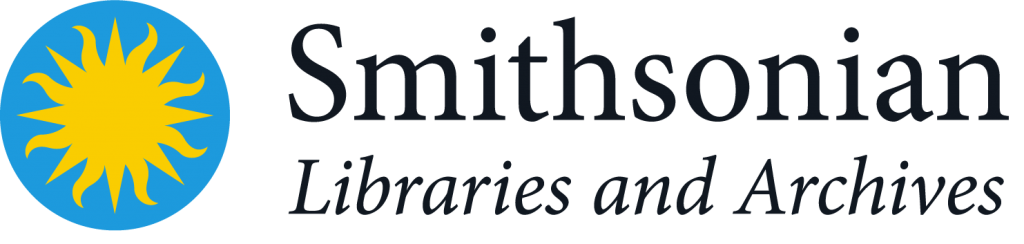 Logo for the Smithsonian Libraries and Archives, a yellow starburst in a blue circle